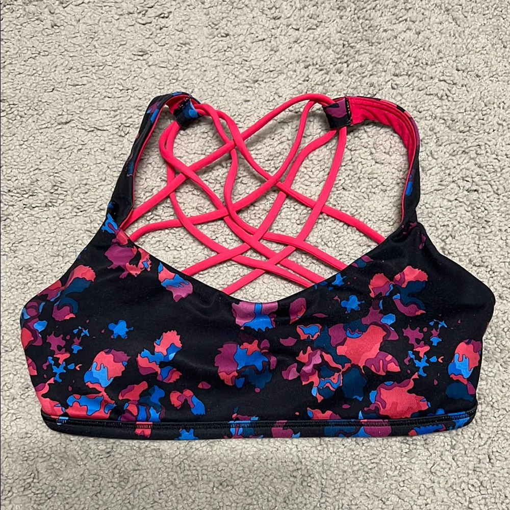 Lululemon Athletica Black and Pink Bikini with Strappy Back